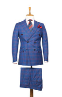 BLUE RED PLAID DOUBLE BREASTED SUIT