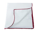 WHITE BURGUNDY LINE POCKET SQUARE