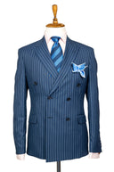 NAVY BLUE WHITE STRIPED 3 PIECE SUIT