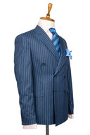 NAVY BLUE WHITE STRIPED 3 PIECE SUIT