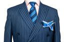 NAVY BLUE WHITE STRIPED 3 PIECE SUIT