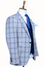 BEIGE BLUE PLAID 3 PIECE SUIT