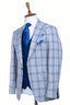 BEIGE BLUE PLAID 3 PIECE SUIT