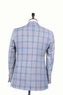 BEIGE BLUE PLAID 3 PIECE SUIT