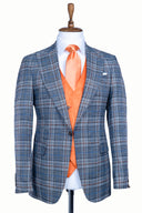 GREY ORANGE PLAID 3 PIECE SUIT