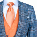GREY ORANGE PLAID 3 PIECE SUIT