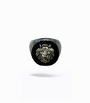 ROUND BLACK LION RING