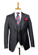 BLACK WHITE ACCENT 3 PIECE SUIT