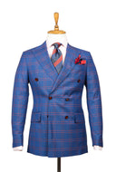 BLUE RED PLAID DOUBLE BREASTED SUIT