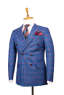 BLUE RED PLAID DOUBLE BREASTED SUIT