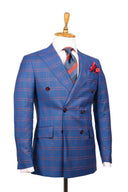 BLUE RED PLAID DOUBLE BREASTED SUIT