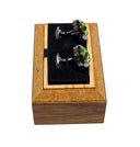 ROUND GREY GREEN STONE CUFFLINK