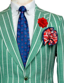 WHITE PINSTRIPE MINT GREEN LINEN SUIT