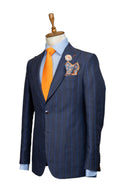 BLUE PINSTRIPE ON NAVY LINEN SUIT