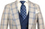 GREY BLUE PLAID 3 PIECE SUIT