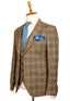 BROWN BLUE PLAID 3 PIECE SUIT