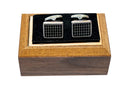 SQUARE SILVER GRID CUFFLINK
