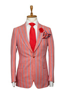 NAVY PINSTRIPE RED LINEN SUIT
