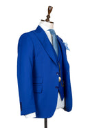 ROYAL BLUE RED PIPING 3 PIECE SUIT