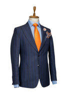 BLUE PINSTRIPE ON NAVY LINEN SUIT