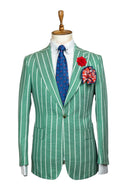 WHITE PINSTRIPE MINT GREEN LINEN JACKET