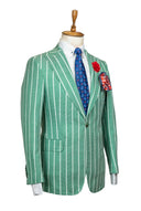 WHITE PINSTRIPE MINT GREEN LINEN JACKET