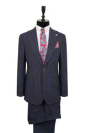BLUE STRIPE ON NAVY LINE SUIT