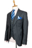 BLACK BLUE BUTTON 3 PIECE SUIT