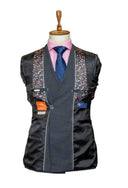BLUE GREY PLAID DOUBLE BREASTED SUIT