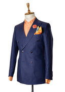 NAVY BLUE LINEN DOUBLE BREASTED SPORT COAT