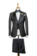BLACK PATTERNED 3 PIECE TUXEDO