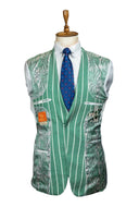 WHITE PINSTRIPE MINT GREEN LINEN SUIT
