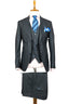 BLACK BLUE BUTTON 3 PIECE SUIT