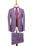 BLUE BURGUNDY PLAID 3 PIECE SUIT