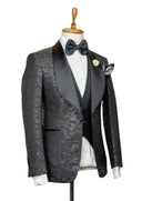 BLACK PATTERNED 3 PIECE TUXEDO