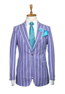 AQUA PINSTRIPE PURPLE LINEN SUIT