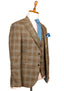 BROWN BLUE PLAID 3 PIECE SUIT