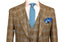 BROWN BLUE PLAID 3 PIECE SUIT