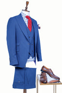 NAVY BLUE BASKETWEAVE 3 PIECE SUIT