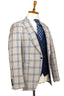 GREY BLUE PLAID 3 PIECE SUIT