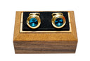 ROUND GOLD BLUE EYE CUFFLINK