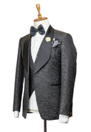 BLACK PATTERNED 3 PIECE TUXEDO