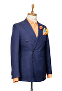 NAVY BLUE LINEN DOUBLE BREASTED SPORT COAT