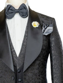 BLACK PATTERNED 3 PIECE TUXEDO