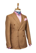 BROWN LINEN DOUBLE BREASTED SPORT COAT