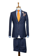 BLUE PINSTRIPE ON NAVY LINEN SUIT