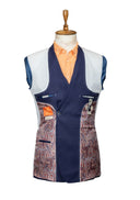 NAVY BLUE LINEN DOUBLE BREASTED SPORT COAT