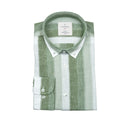 GREEN WHITE STRIPE LINEN SHIRT