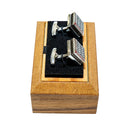 SQUARE SILVER CIRCLES CUFFLINK