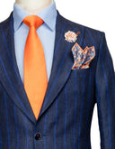 BLUE PINSTRIPE ON NAVY LINEN SUIT